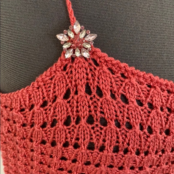 NEW Handmade Silk Angora Lace Top Coral S - Picture 5 of 5